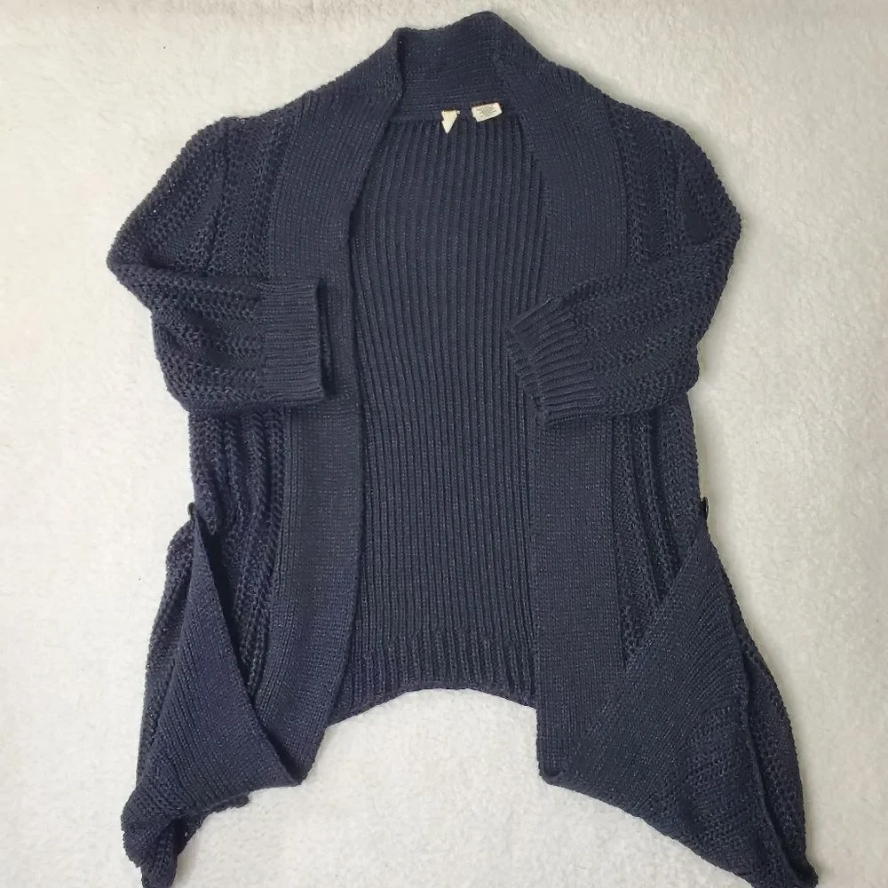 Moth By Anthropology Rib Knit Sweater Cardigan Black Large